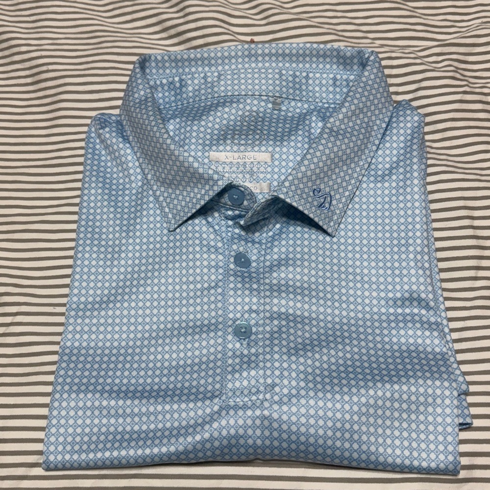 Swannies Blue Patterned Polo Shirt XL EUC